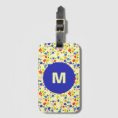 Pretty Dainty Cute Floral Pastel Yellow Monogram ラゲッジタグ (正面縦)