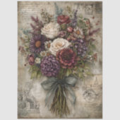 Pretty Dark Floral Bouquet Ephemera Decoupage  薄葉紙 (正面)