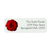 Pretty Dark Red Rose Floral Return Address ラベル (正面)