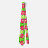 Pretty Deep Pink Stargazer Lily on Lime Green ネクタイ (正面)
