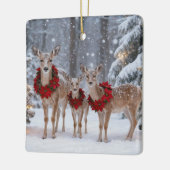 Pretty Deer Family Wreath Tree セラミックオーナメント (左)