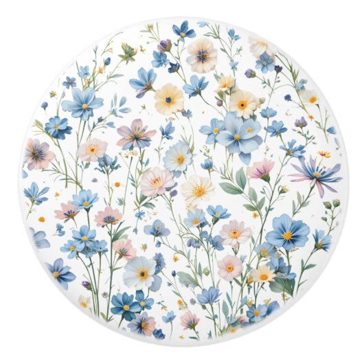 Pretty Delicate Botanical Floral セラミックノブ (正面)