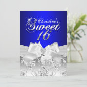 Pretty Diamond Bow Royal Blue Sweet 16 Invite 招待状 (スタンド正面)