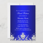Pretty Diamond Bow Royal Blue Sweet 16 Invite 招待状 (裏面)