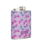 Pretty Dragonfly Purple Blue Pattern Personalised フラスク (右)