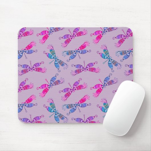 Pretty Dragonfly Purple Blue Two Tone Pattern  マウスパッド (マウス)