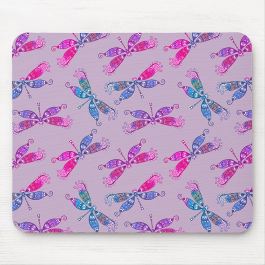 Pretty Dragonfly Purple Blue Two Tone Pattern  マウスパッド (正面)