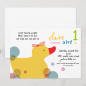 Pretty Ducky - 誕生日招待状 招待状 (正面/裏面)