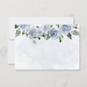 Pretty Dusty Blue Watercolor Flowers 出欠カード (裏面)