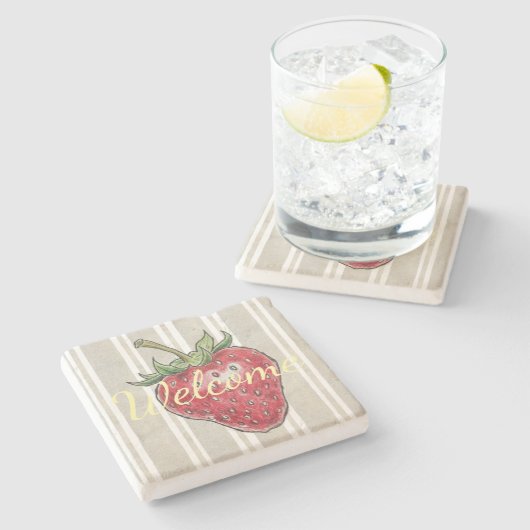 Pretty dusty stripped background natural color ストーンコースター (横)