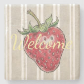 Pretty dusty stripped background natural color ストーンコースター (正面)