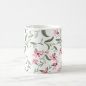 Pretty Elegant Pink Floral Pattern White コーヒーマグカップ (中央)
