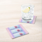 Pretty Elegant Pink Roses Stone Coaster スクエアペーパーコースター (インサイチュ)