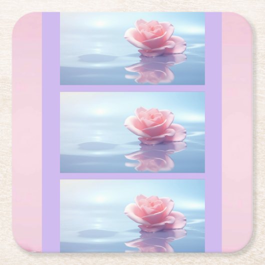 Pretty Elegant Pink Roses Stone Coaster スクエアペーパーコースター (正面)
