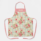 Pretty Elegant Script Botanical Floral エプロン (正面)