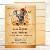 Pretty Elephant Terra Cotta Fall Baby Shower 招待状