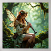 Pretty Elven Fairy Playing Clarinet ポスター (正面)
