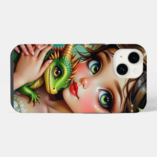 Pretty  Fairy and Dragon Themed Girl's   iPhoneケース (裏面横)