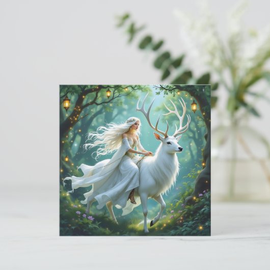Pretty Fairy and White Deer in Enchanted Forest カード (スタンド正面)
