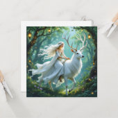 Pretty Fairy and White Deer in Enchanted Forest カード (正面/裏面インサイチュ)