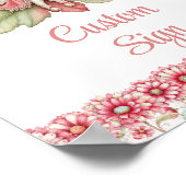 Pretty Fairy Girl Blush Floral Birthday Custom Sig ポスター (角)