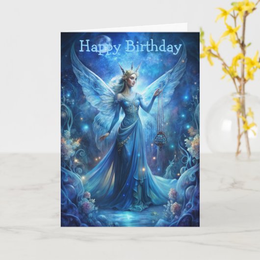 Pretty Fairy in Blue  カード (黄色い花)