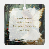 Pretty Fairy Personalized Enchanted Christmas メタルオーナメント (裏面)