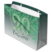 Pretty Falling Green Glitter 20th Birthday ラージペーパーバッグ (裏面アングル)