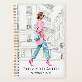 Pretty Fashion Woman Walking Planner プランナー手帳