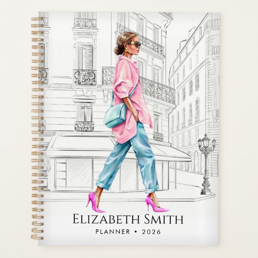 Pretty Fashion Woman Walking Planner プランナー手帳 (正面)