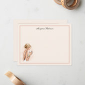 Pretty Fashionista Name Personalized Flat ノートカード (正面/裏面インサイチュ)