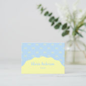 Pretty Feminine Blue Yellow Bow Stripe Pattern 名刺 (スタンド正面)