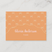 Pretty Feminine Orange Pink Bow Stripe Pattern 名刺 (正面)