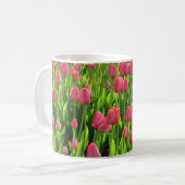 Pretty Field of Pink Tulips コーヒーマグカップ (正面左)