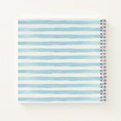 Pretty Floral and Blue Stripes Personalised ノートブック (裏面)
