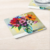 Pretty Floral Art Design スクエアペーパーコースター (アングル)