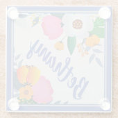 Pretty Floral Frame Personalised ガラスコースター (裏面)