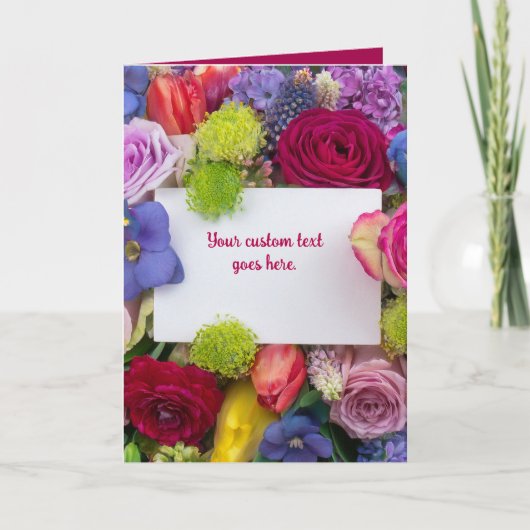 Pretty Floral Framed Roses Text Box Custom カード (正面)