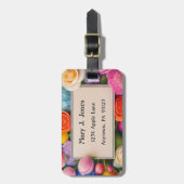 Pretty Floral Framed Roses Tulips Hydrangea ラゲッジタグ (正面縦)