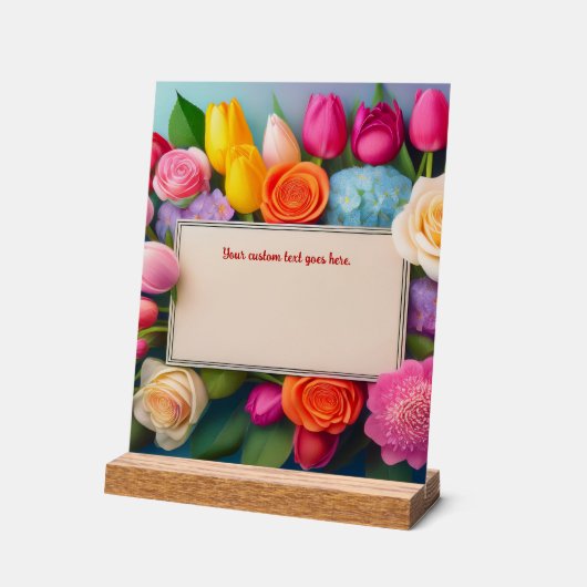Pretty Floral Framed Roses Tulips Hydrangea Custom アクリルサイン (傾斜)