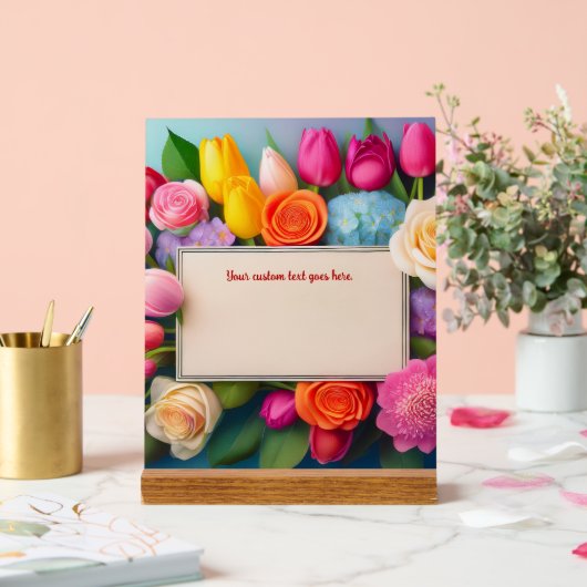 Pretty Floral Framed Roses Tulips Hydrangea Custom アクリルサイン (ウェディング)