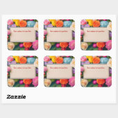 Pretty Floral Framed Roses Tulips Hydrangea Custom スクエアシール (シート)