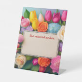 Pretty Floral Framed Roses Tulips Hydrangea Custom 台座サイン (正面)