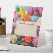 Pretty Floral Framed Roses Tulips Hydrangea Custom 台座サイン (インサイチュ)