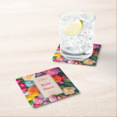 Pretty Floral Framed Roses Tulips Hydrangea Event  スクエアペーパーコースター (インサイチュ)