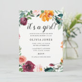 Pretty Floral Girl Baby Shower Invitation 招待状 (スタンド正面)