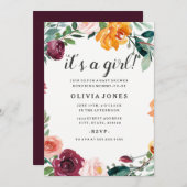 Pretty Floral Girl Baby Shower Invitation 招待状 (正面/裏面)