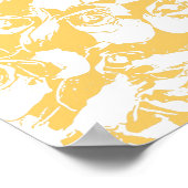 Pretty Floral Illustration Pattern in Yellow ポスター (角)