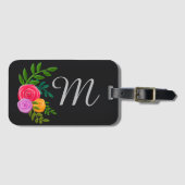 Pretty Floral on Chalkboard Monogrammed ラゲッジタグ (正面横)