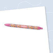 Pretty Floral Pattern Pen with Name 黒ボールペン